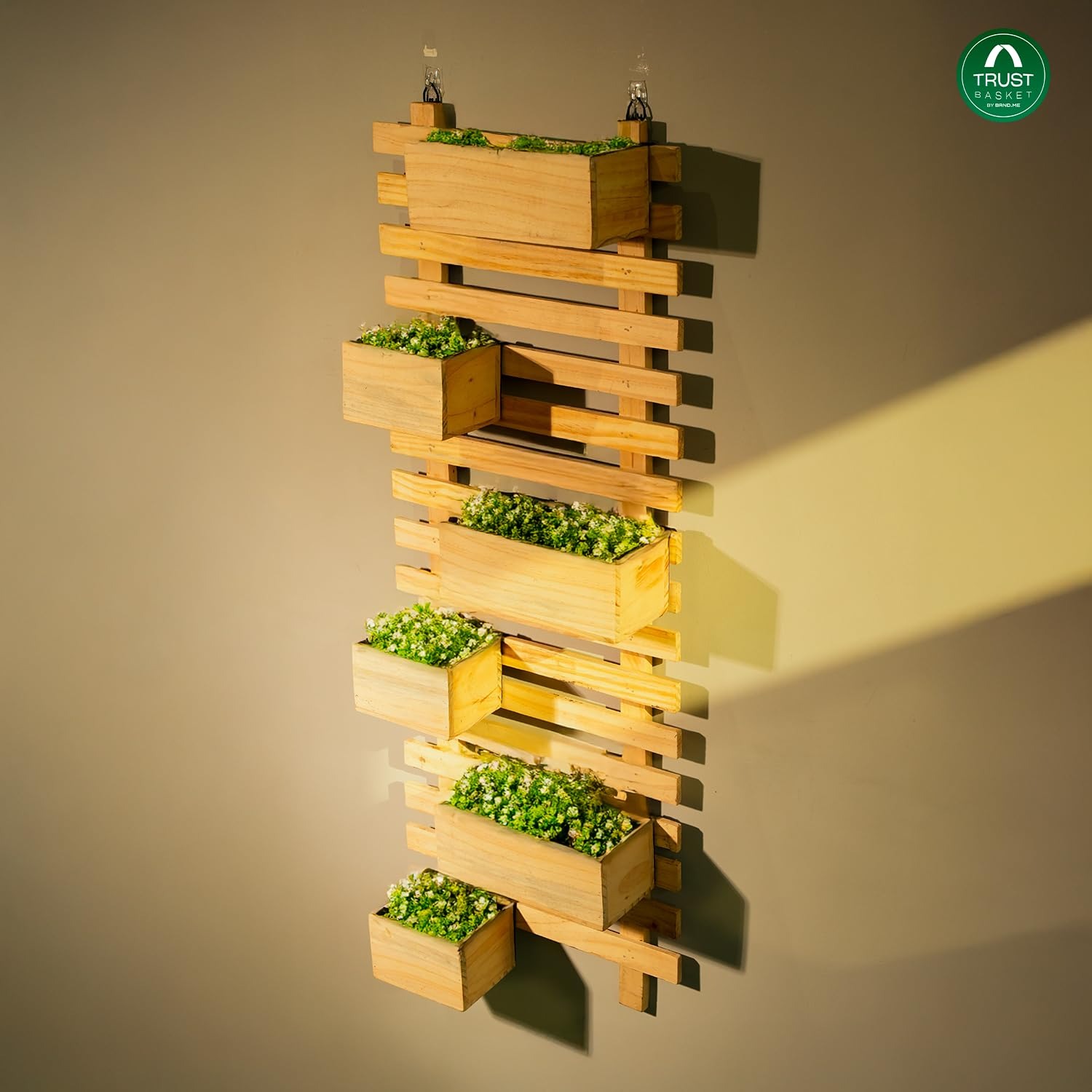 trustbasket sleek plant stand | 6 tier wooden flower stand for balcony & living room | wooden plant stands for outdoor balcony wooden & indoor | wood planter stand for home decor