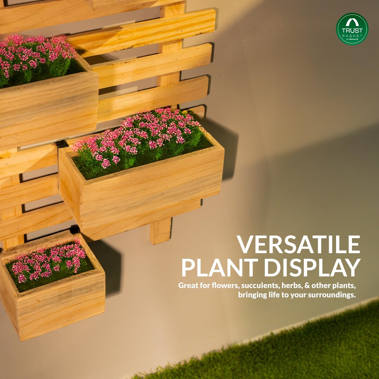 trustbasket sleek plant stand | 6 tier wooden flower stand for balcony & living room | wooden plant stands for outdoor balcony wooden & indoor | wood planter stand for home decor