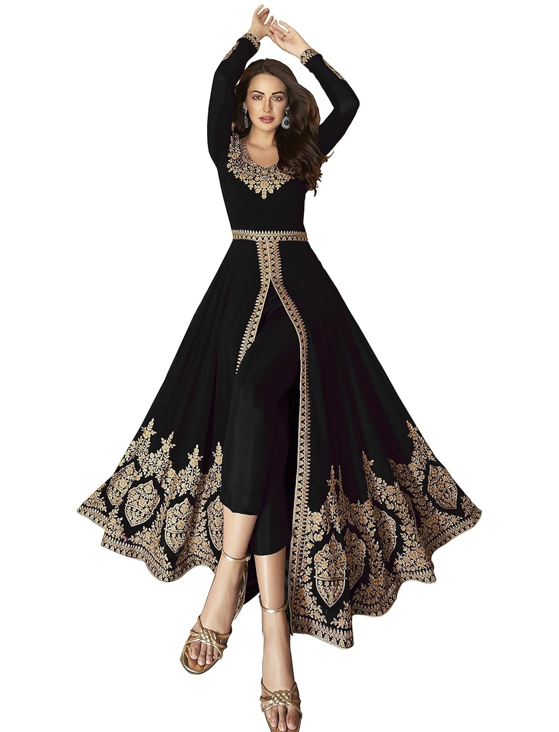 divine international trading co women's faux georgette semi stitched top with santoon fabric bottom and faux georgette dupatta embroidered front slit anarkali dress divine international trading co women's faux georgette semi stitched top with santoon fabric bottom and faux georgette dupatta embroidered front slit anarkali dress