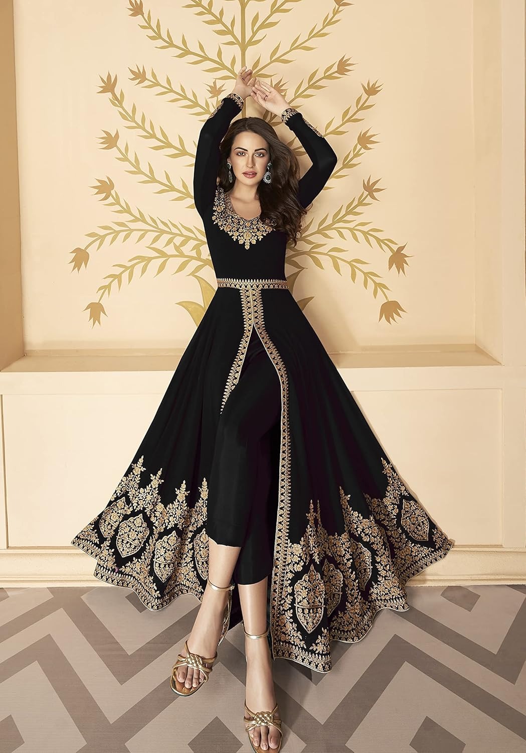 divine international trading co women's faux georgette semi stitched top with santoon fabric bottom and faux georgette dupatta embroidered front slit anarkali dress divine international trading co women's faux georgette semi stitched top with santoon fabric bottom and faux georgette dupatta embroidered front slit anarkali dress