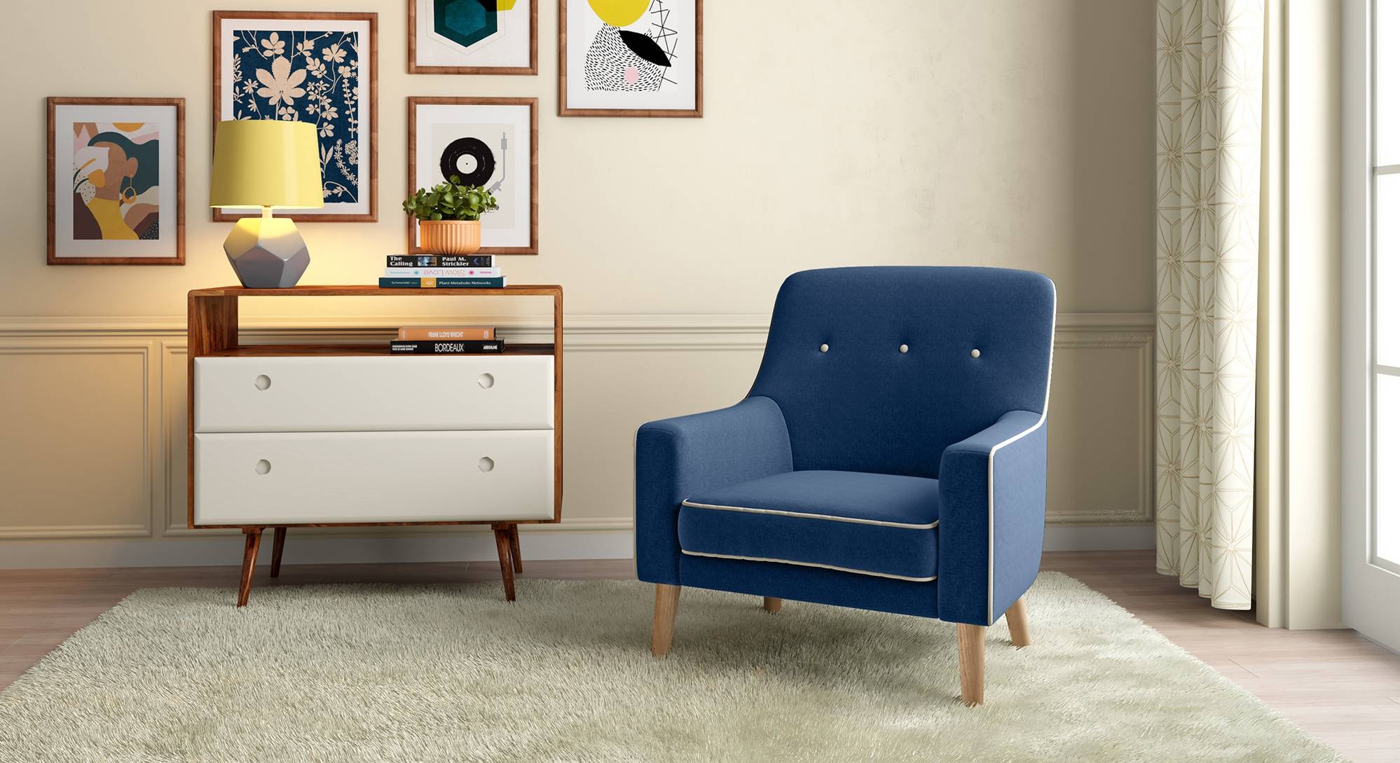 hagen lounge chair in cobalt colour